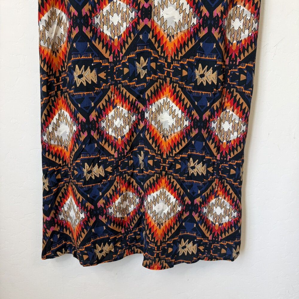Zara Woman Small Southwestern Aztec Lightweight Midi Dress Boho Western Cowgirl - Picture 4 of 12